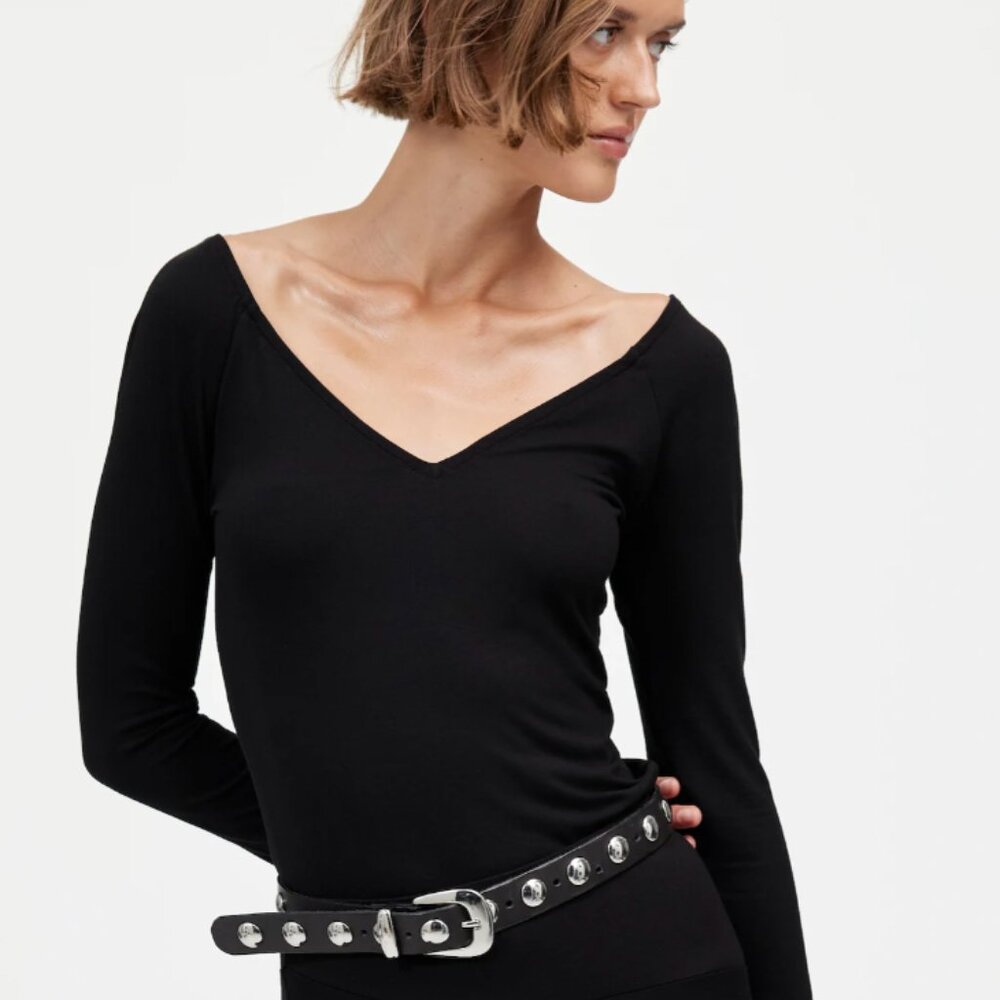 MADEWELL Jersey V-Neck Long-Sleeve Top